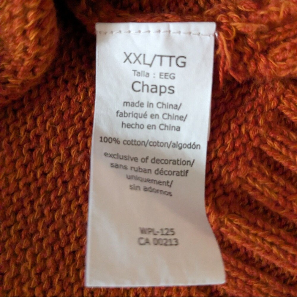 Chaps Button Mock Neck Autumn Twist Elbow Patch Sweater XXL Corpcore Preppy - Picture 10 of 12